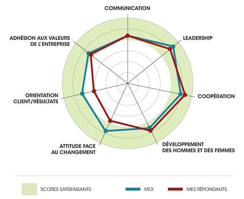 Rapport 360° feedback en ligne graphe radar Rapport 360° feedback en ligne graphe radar
